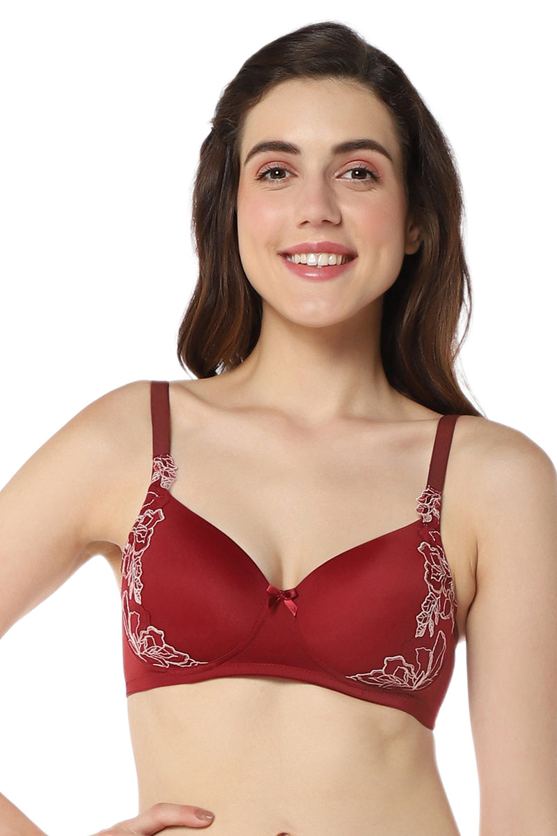 Women's Cotton Soft Padded Non-Wired Regular Bra (Red Pack of