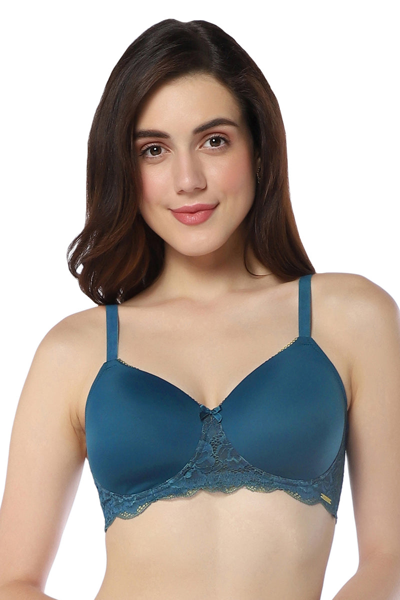 Non-padded Underwire Lace Bra - Navy blue - Ladies