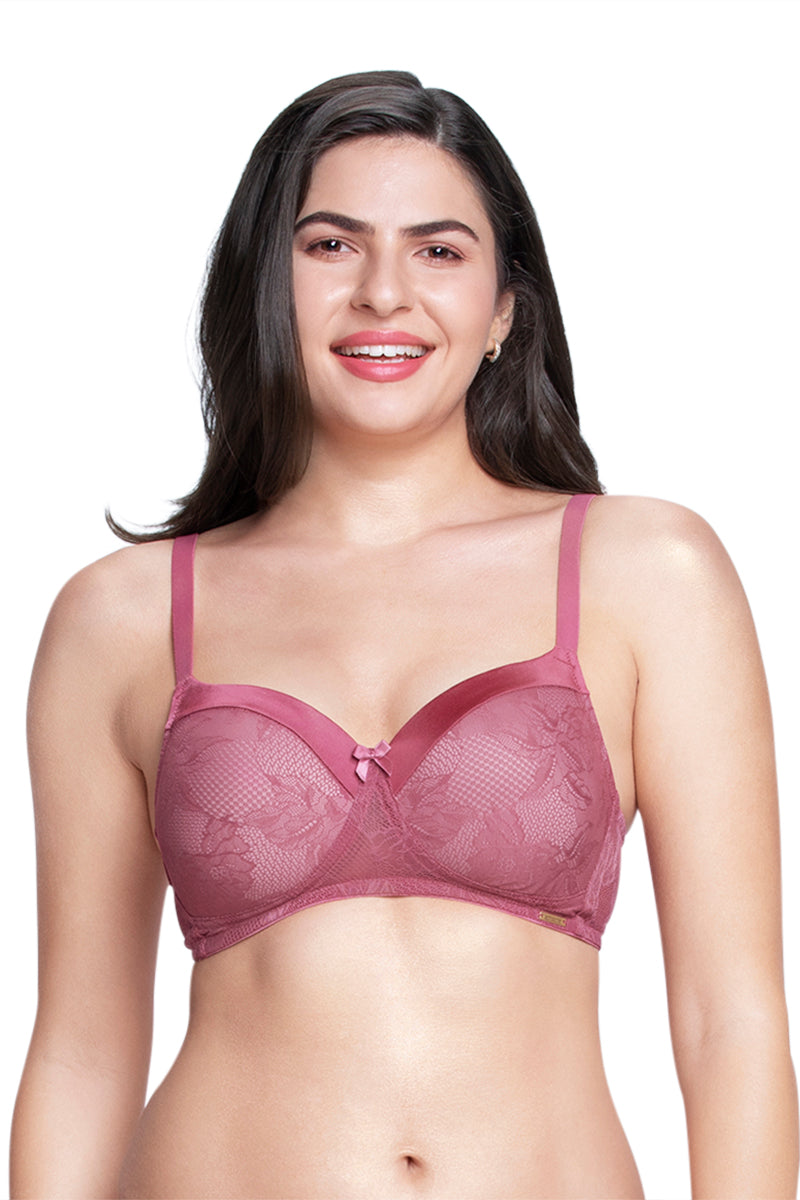 Buy Amante Blue Lace Pattern Full Coverage Bra for Women Online
