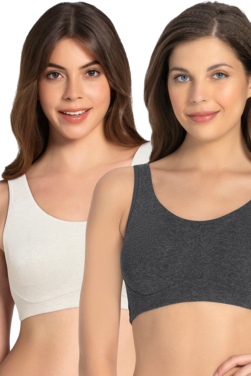 All Day Lounge Non-padded & Non-wired Bra Pack of 2 - D. Grey_Oatm. Ma