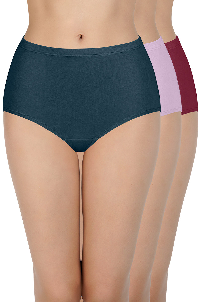 Women's Cotton Spandex High Waist Tummy Control Panty Brief Full Coverage Shapewear  Underwear (Pack Of 3)