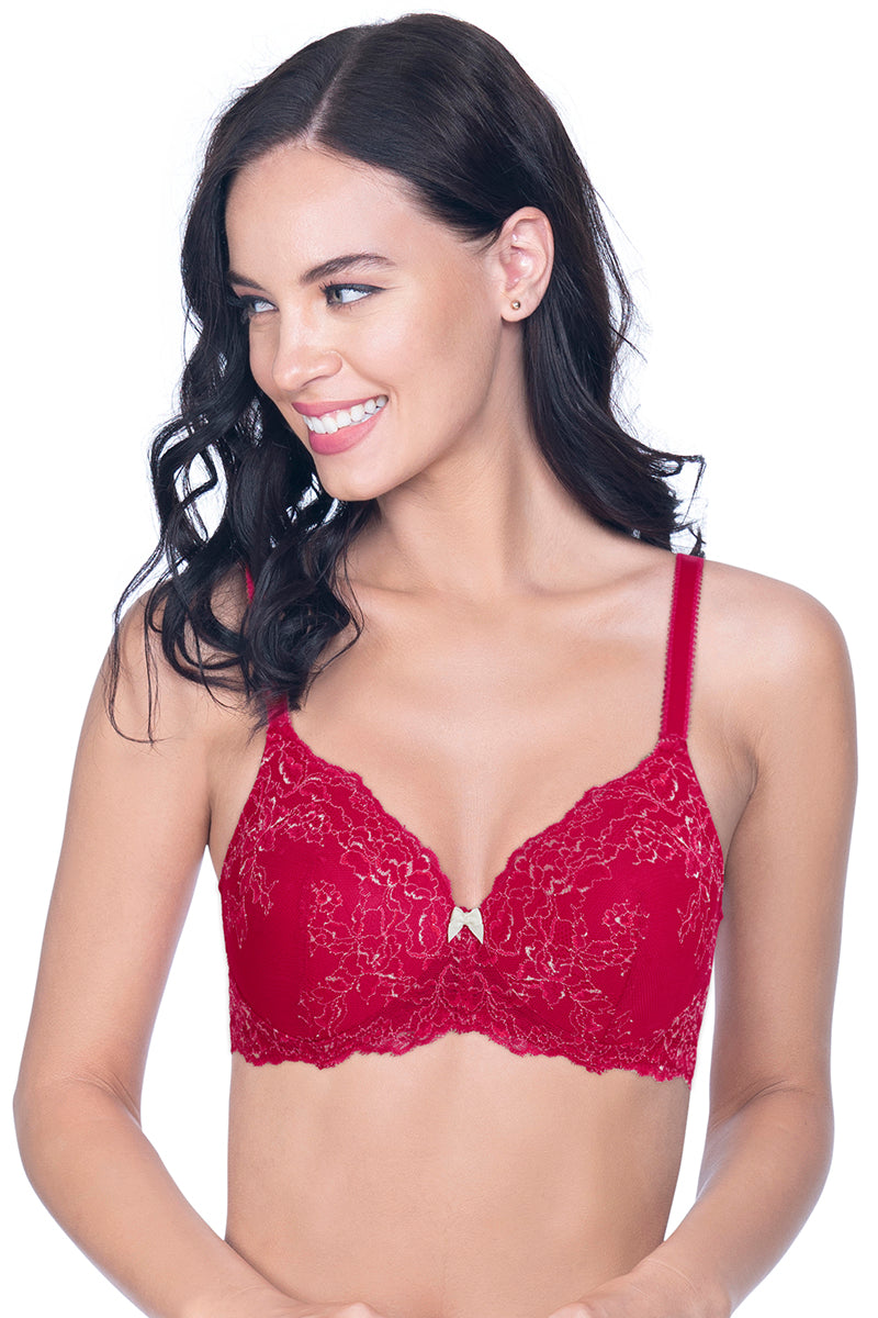Buy TRIUMPH Red Womens Solid Padded Underwired Push Up Bra