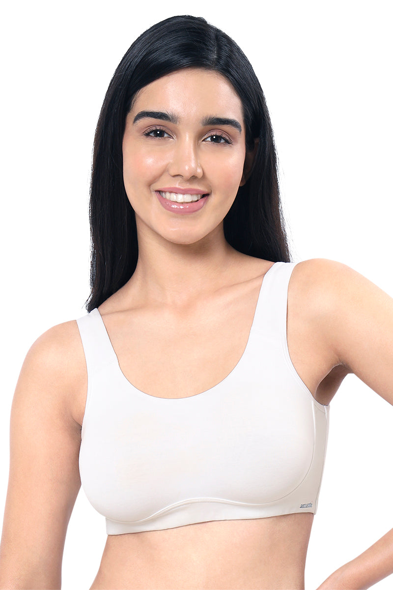 Buy Non-Padded Non-Wired Full Cup Cami Bra in White - Cotton