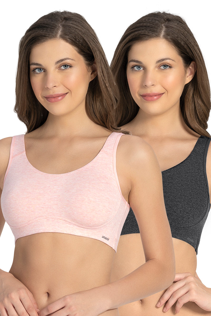 Ladies Imported Pack Of 2 Seamless Double Padded Pushup Non-Wired