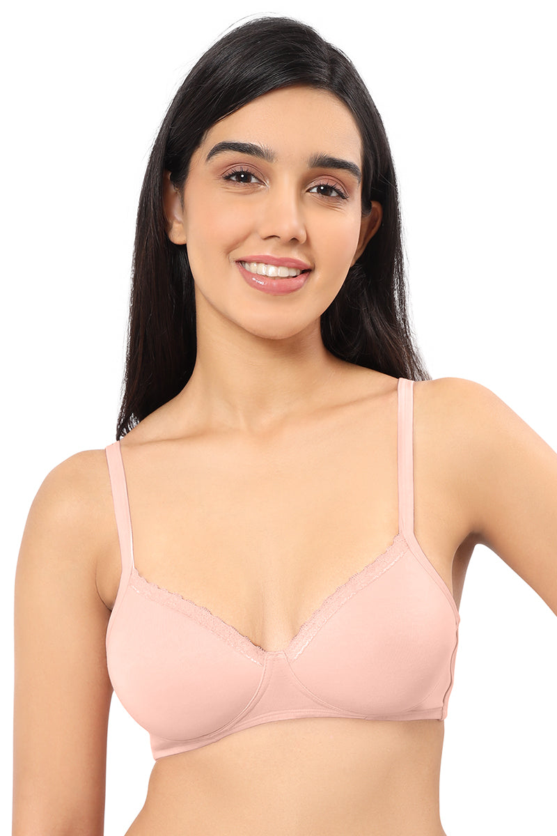 Buy online White Solid Full Coverage Non Padded Bra from lingerie