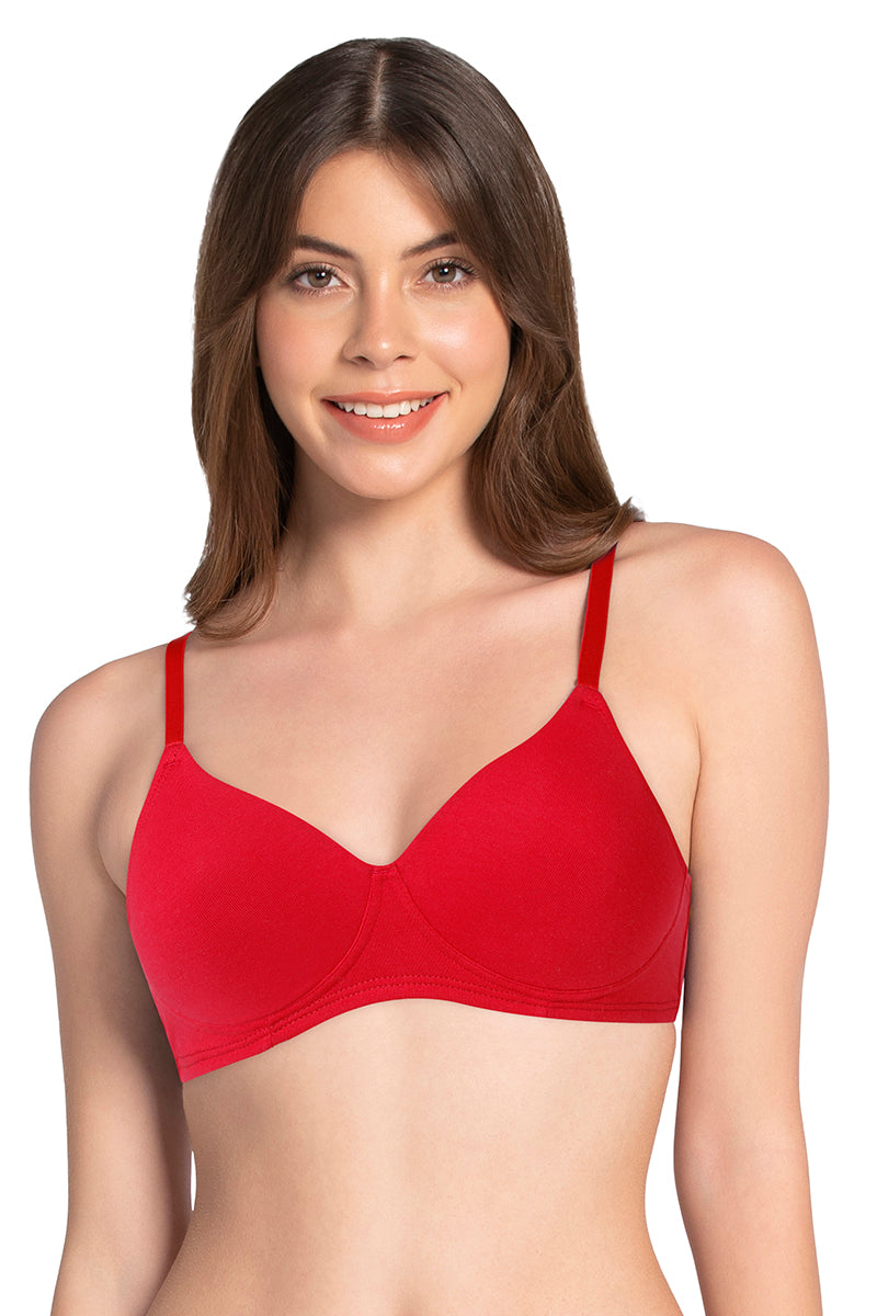 Buy Amante Cotton Dream Lightly Padded Non-Wired T-Shirt Bra-Pink
