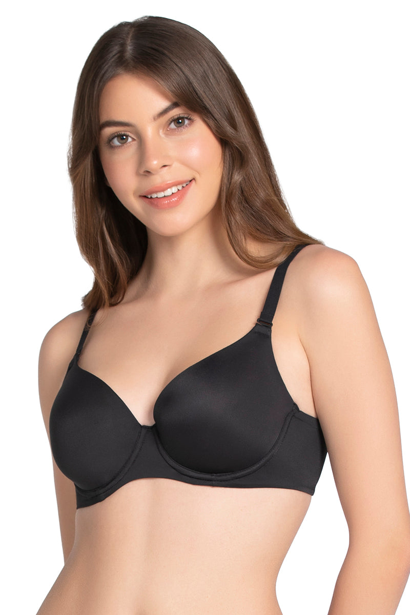 Buy Amante Padded Non Wired Demi Coverage T-Shirt Bra - Black at Rs.484  online