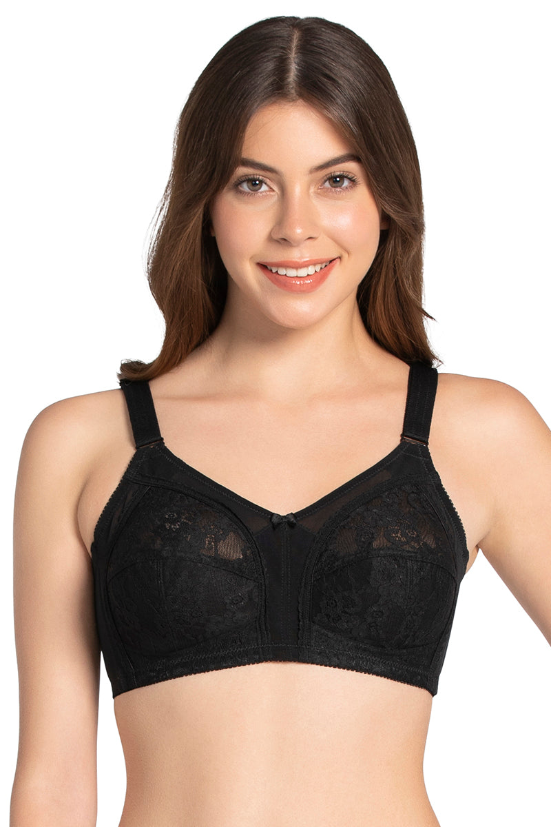 Buy Amante Demi Lace Non-Padded Non-Wired High Coverage Bra - Pink