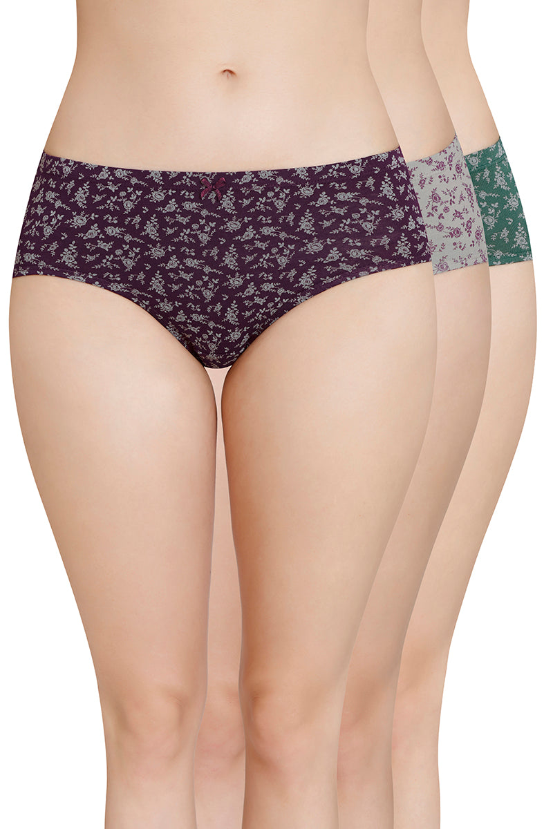 Inner Elastic Printed Cotton Hipster Panty Pack of 3
