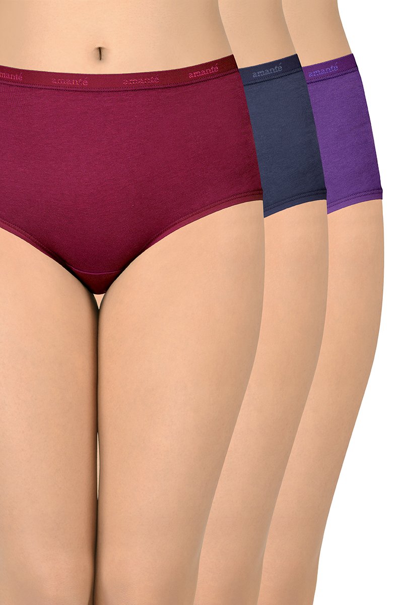 Solid High Rise Assorted Full Brief Panties (Pack of 2 Colors