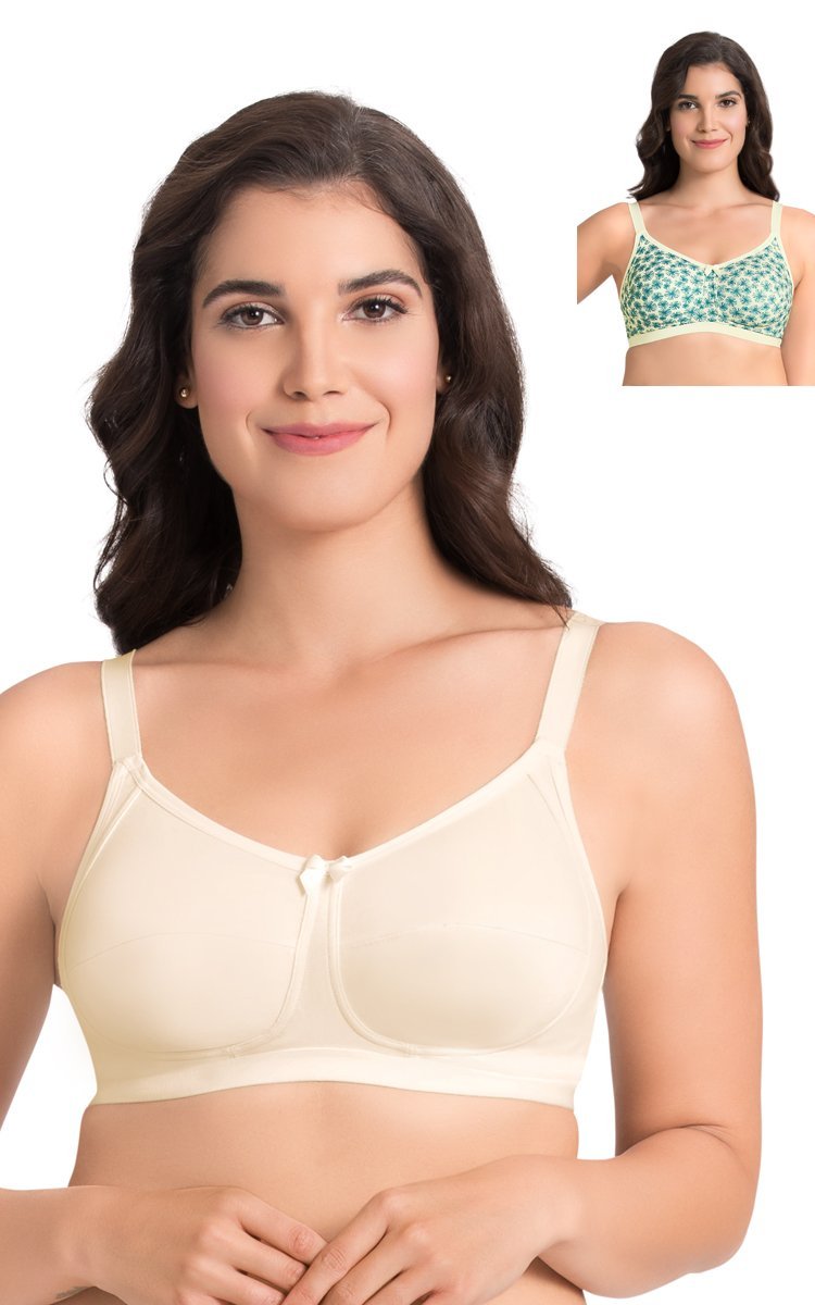  Fashion Women Non Paded Full Covrage Front Hook Bra Pack Of 2 /