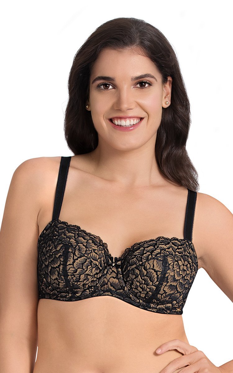 Buy Amante Solid Padded Wired Demi Coverage Balconette Bra Purple online