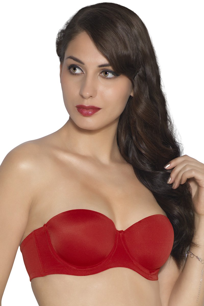 Buy Padded Underwired Full Cup Multiway Strapless Bralette in Red