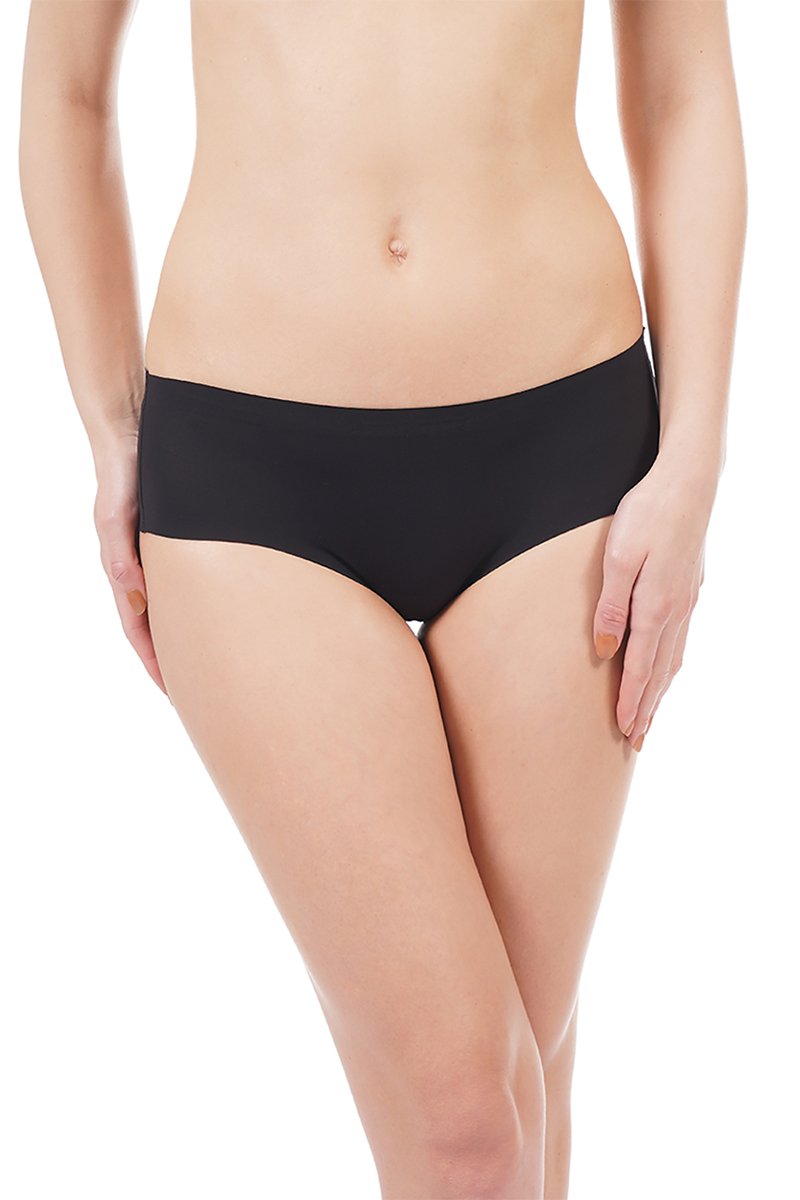 B-Smooth High Waist Full Coverage Solid Hipster Seamless Panty - Black