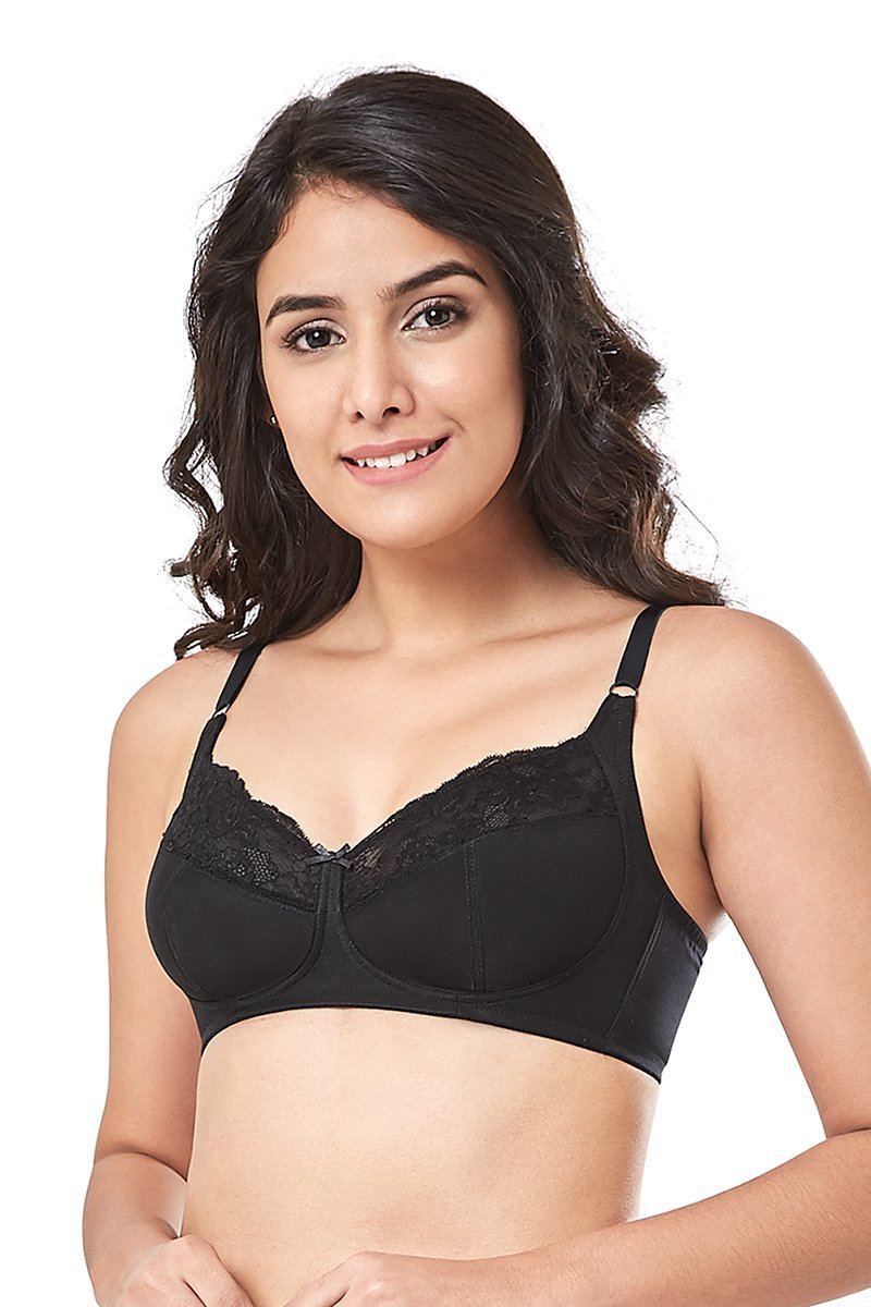Women Imported Cotton Fabric Cup Bras Black Undergarments for