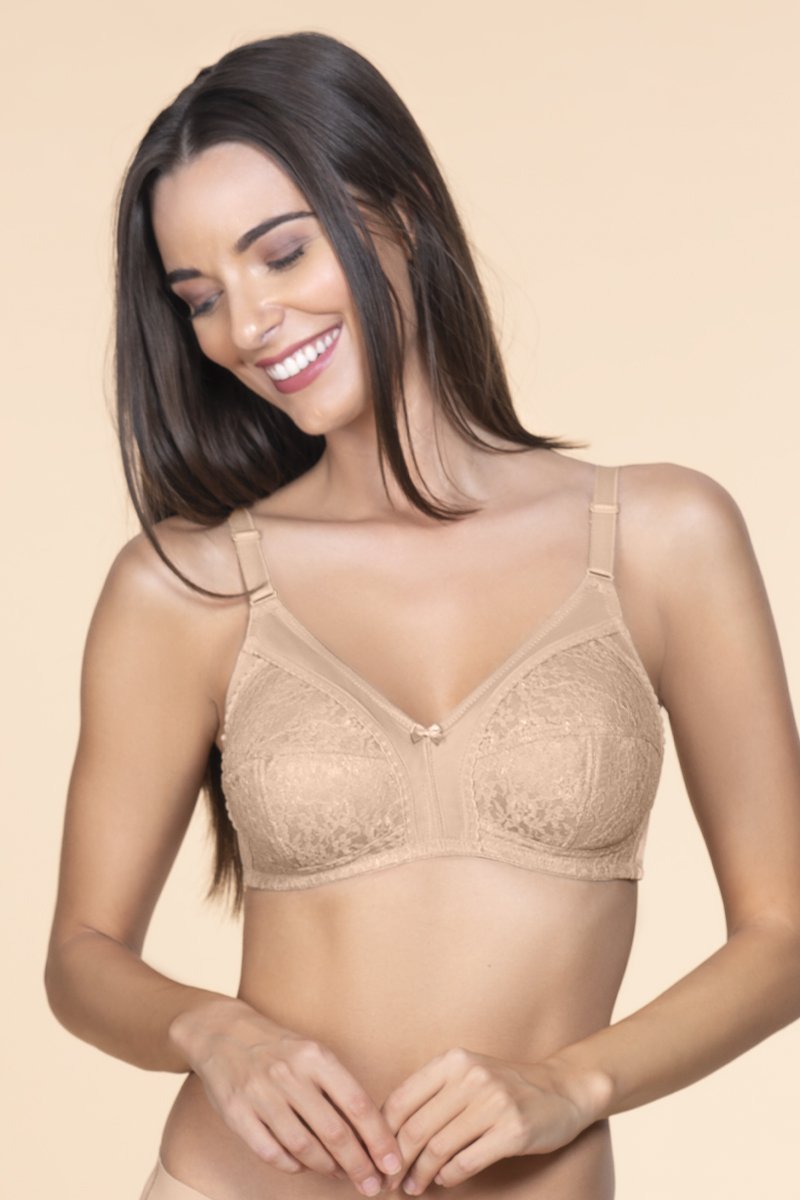 Buy Amante Solid Non Padded Non-Wired Full Coverage Support Bra Sandalwood  at