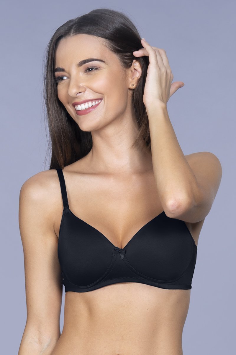 Buy Amante Padded Non Wired Full Coverage T-Shirt Bra - Black at Rs.657  online