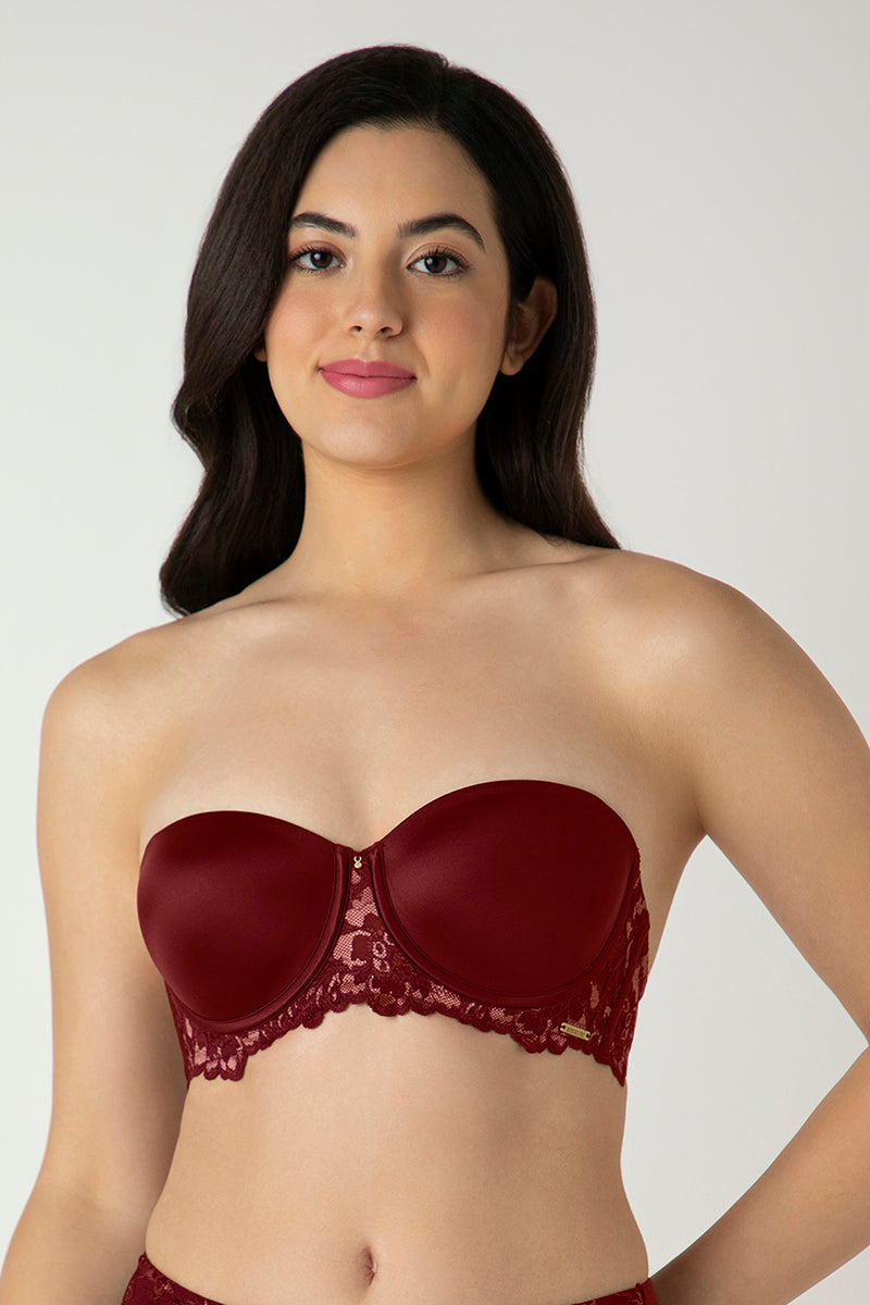 Femme Lace Padded Wired Multiway Bra - Biking Red