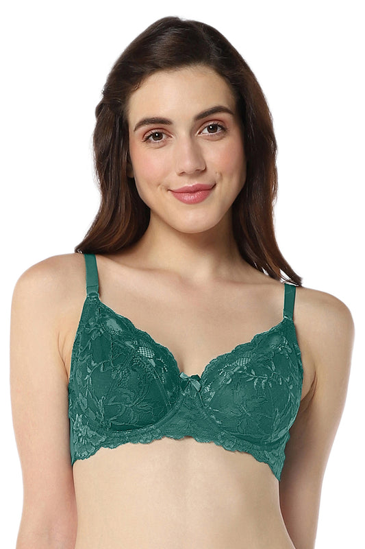 Non-Padded Wired Lace Minimiser Bra - Black