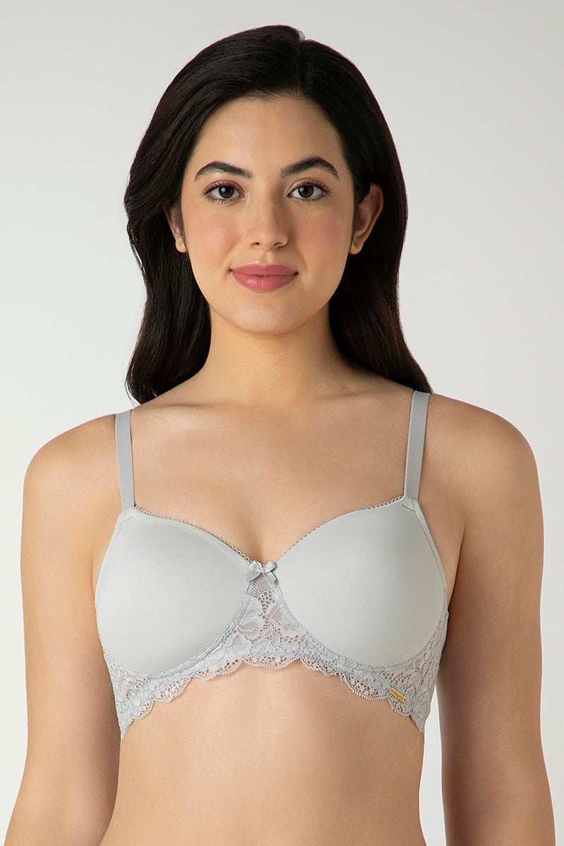 Lace Elegance Padded Non-Wired Bra - Micro Chip