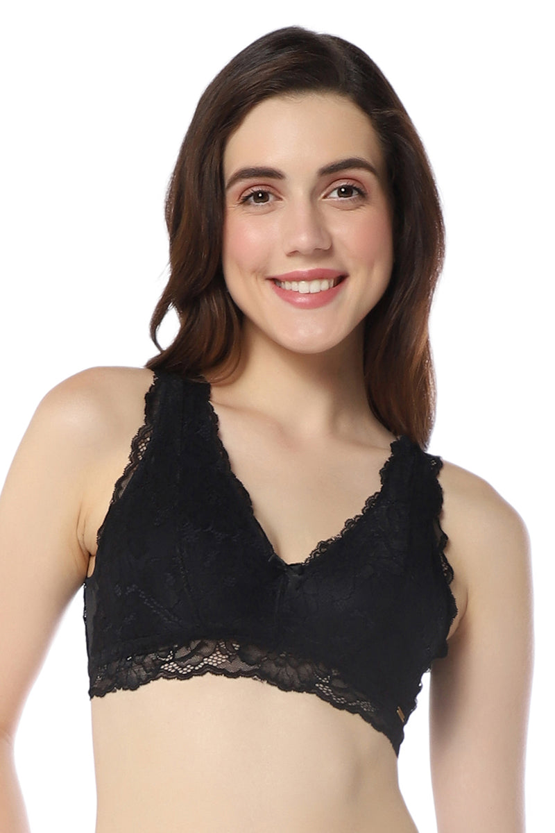Buy SKIN COLORED LACE TRIMMED CAGE BRALETTE for Women Online in India
