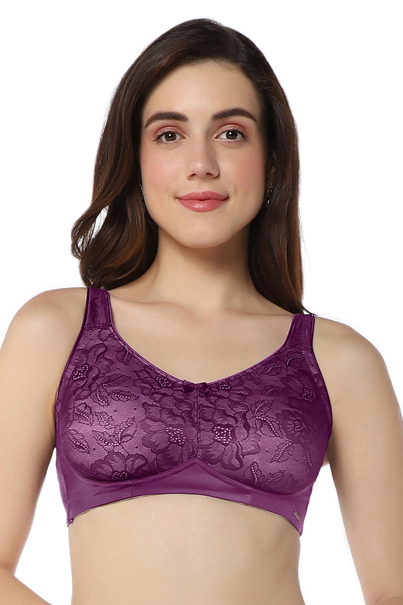 Elegant Lace Non-Padded Non-Wired Support Bra - Gibralta Blue