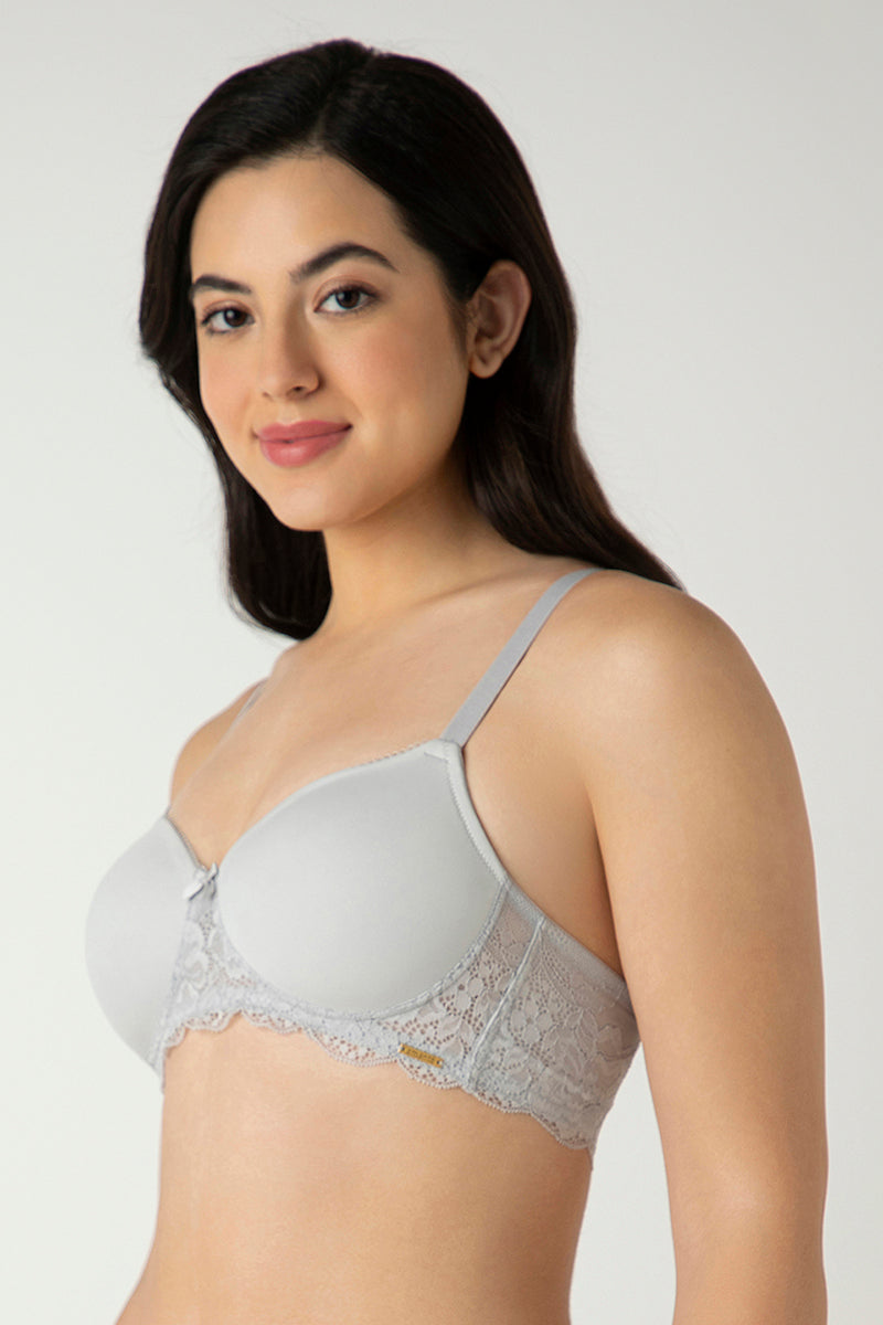 Lace Elegance Padded Non-Wired Bra - Micro Chip