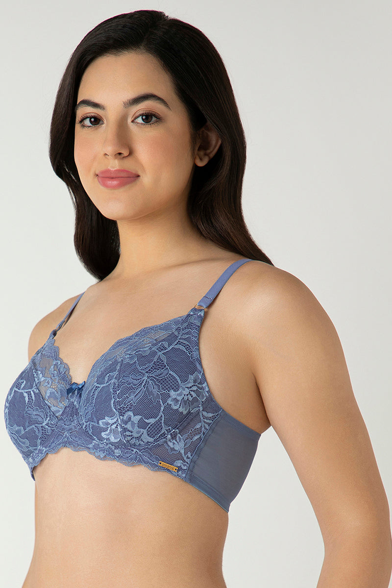 Luxe Support Non-Padded Wired Bra  - Moonlight Blue