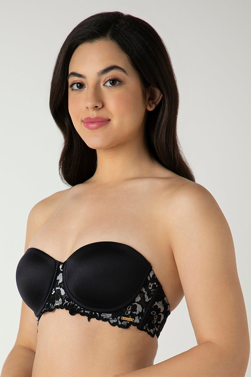 Femme Lace Padded Wired Multiway Bra - Black