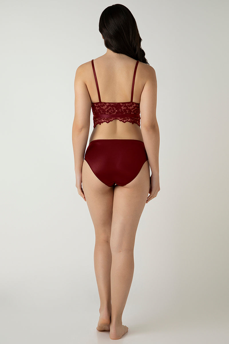 Femme Lace Padded Non-Wired Demi Bra - Biking Red