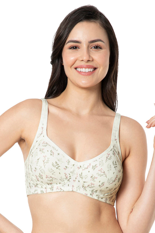 Lace Elegance Padded Non-Wired Bra - Stucco