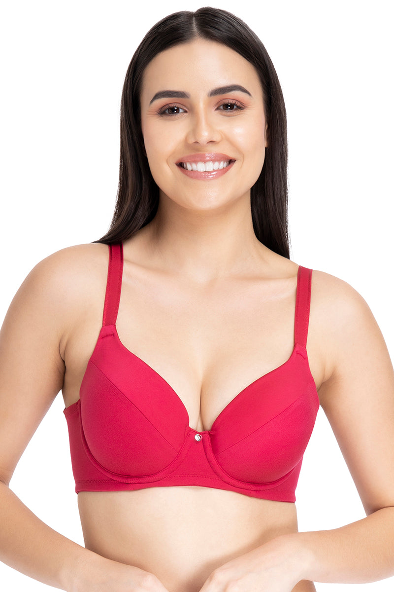Cotton Casual Lightly Padded Non-Wired Full Coverage T-Shirt Bra -  Impatiens Pink