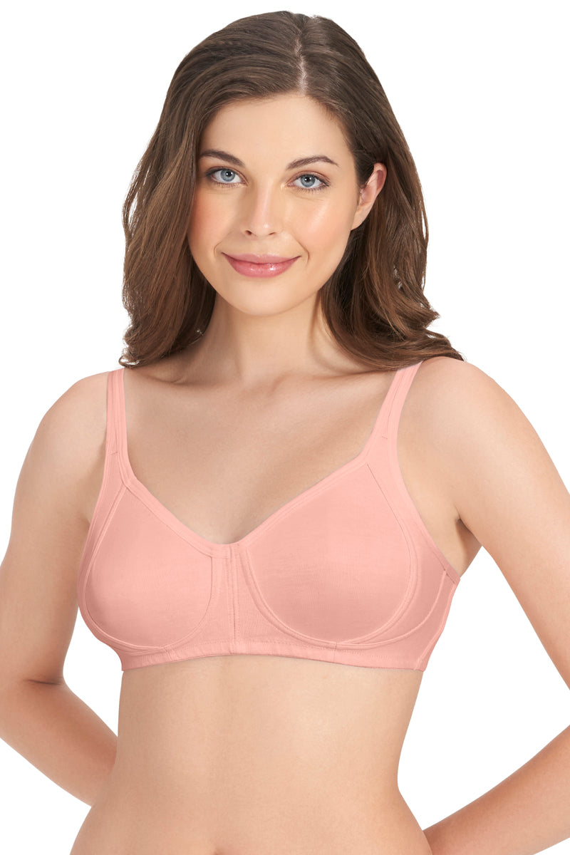 Cotton Smooth Back Solid Non Padded Non-Wired Support bra - Sandalwood
