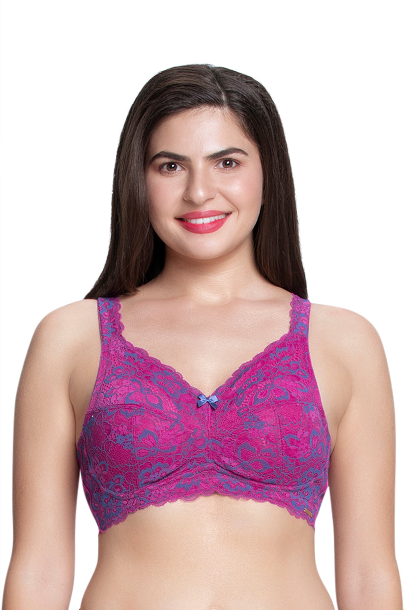 Cool Contour Solid Non Padded Non-Wired Super Support Bra - Blue Sapphire