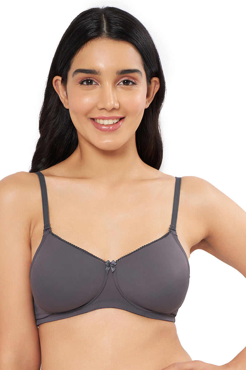 Buy Non-Padded Non-Wired Demi Cup Bra in Grey - Cotton Online