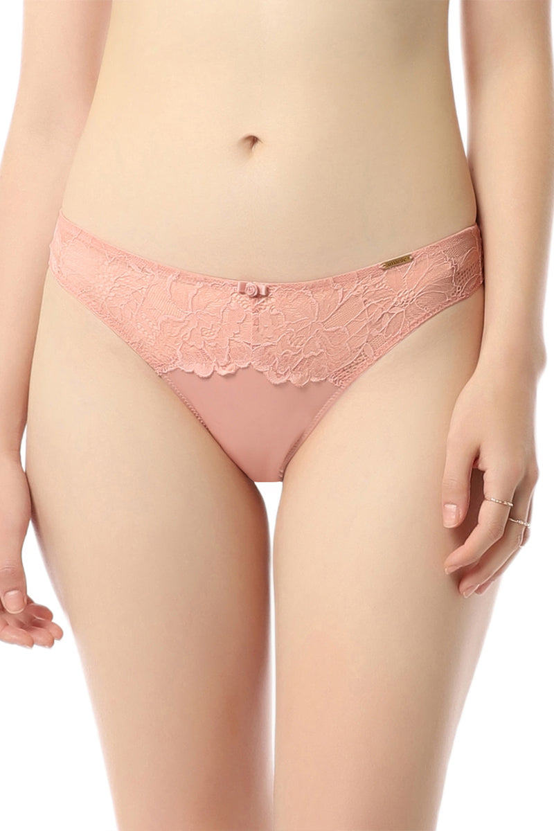 Buy online Pink Lace Thong Low Rise Panty from lingerie for Women