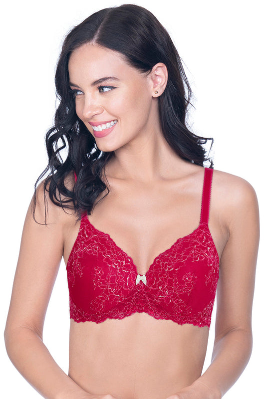 Buy Red Floral Lace Padded Bra 36DD, Bras