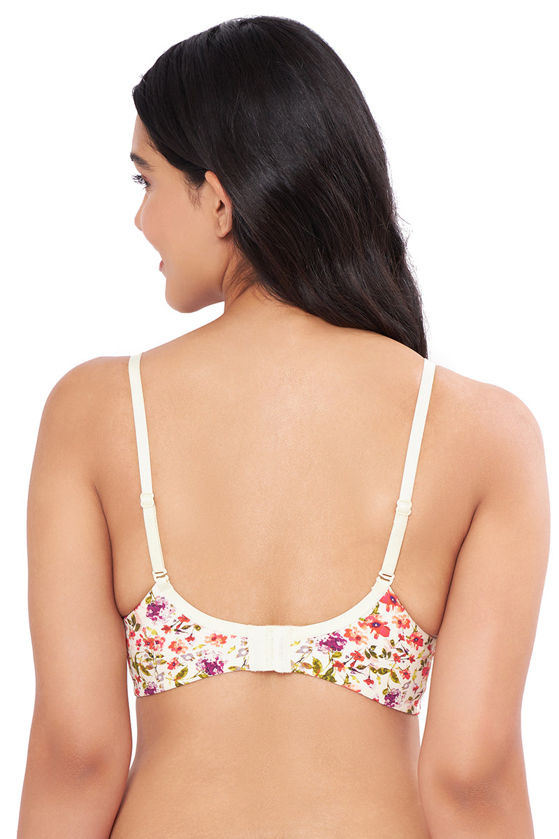 Underwired bra in white blossom print - Flower Elegance Micro