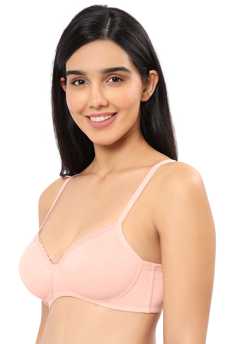 Buy Alies Women's Cotton Lace Padded Full Coverage Non Wired T-Shirt Bra  Online at Best Prices in India - JioMart.