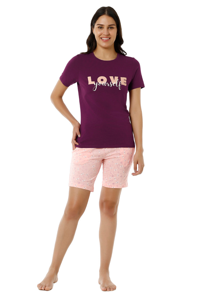 Scoop Neck Sleep Tee - Magenta Purple