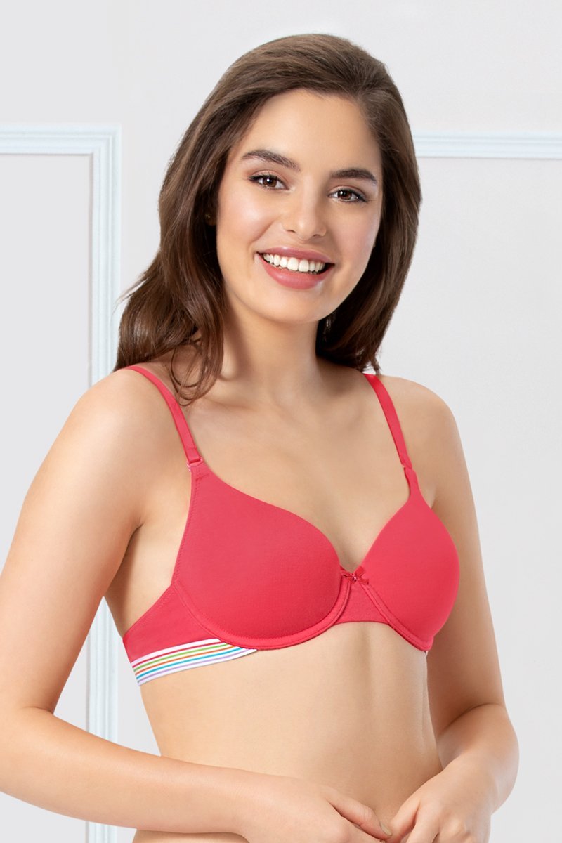 Clovia Padded Non-Wired Demi Cup Striped Multiway Strapless Bra in Royal  Blue with Balconette Style