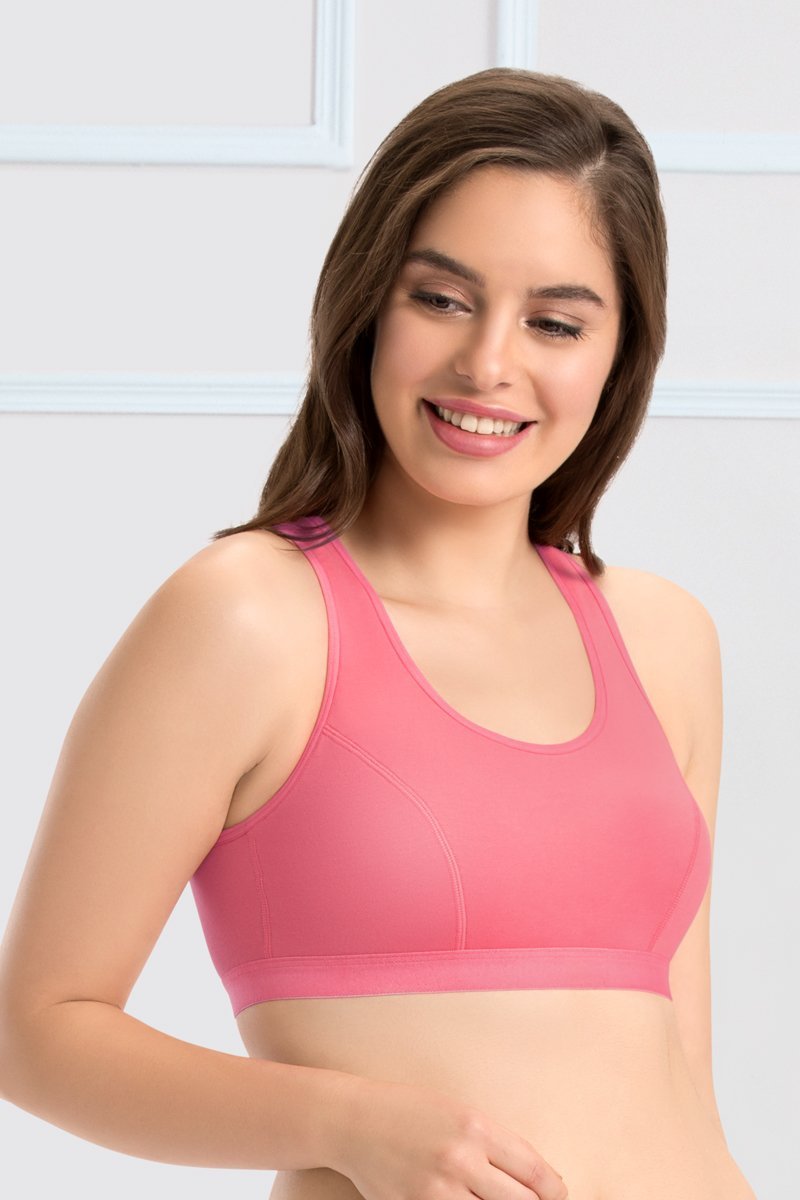 every de Non-Padded Non Wired Smoothing Crossover Bra - Sunkist-Coral
