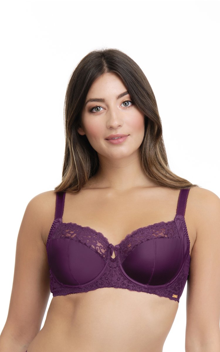 Buy Amante Lace Padded Wired Demi Coverage Strapless Balconette Bra-  Lavender online