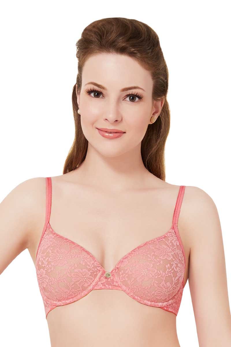 Lace Dream Padded Wired Lace Bra - Neon Pink_Mar