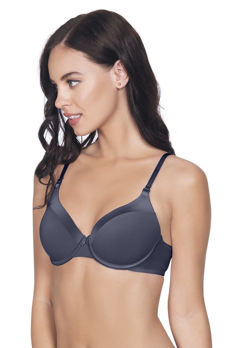 Buy Amante Satin Edge Padded Wired T-Shirt Bra - Blue Online