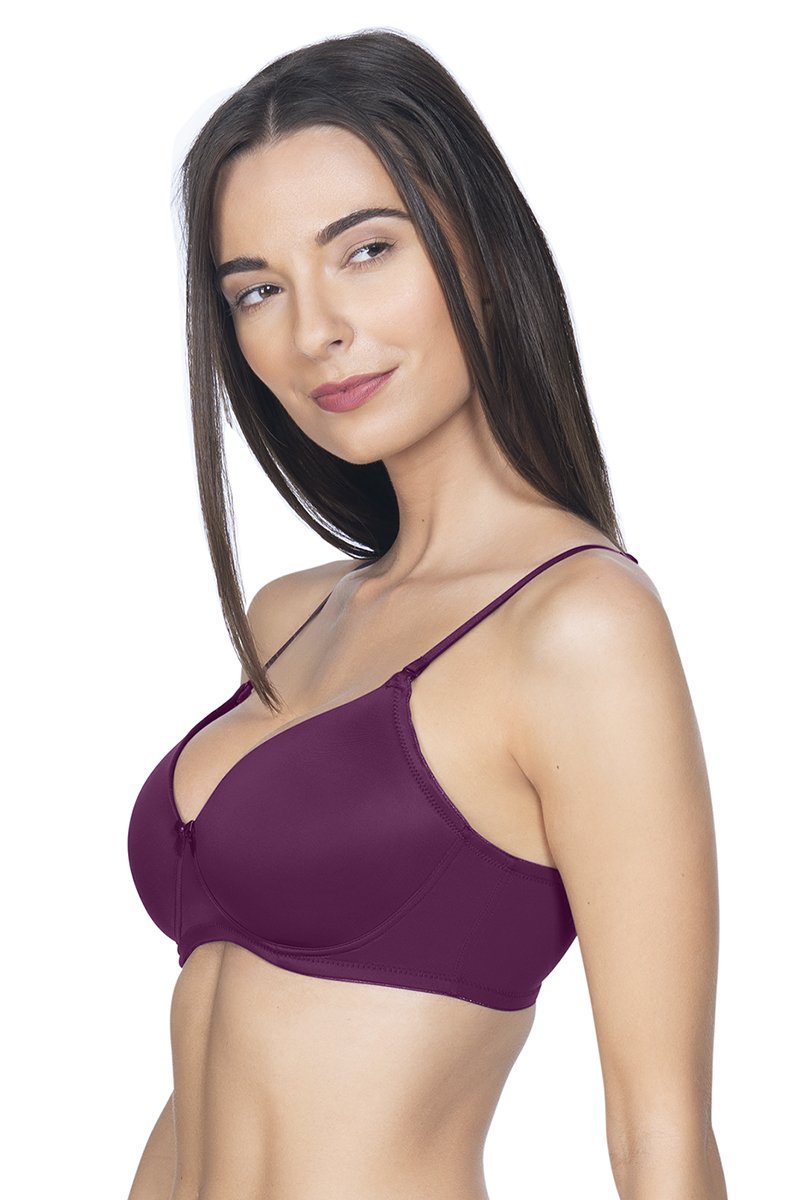 Buy Amante Radiant Chic Padded Non Wired Demi Coverage T-Shirt Bra -  Nude-Chocolate at Rs.484 online