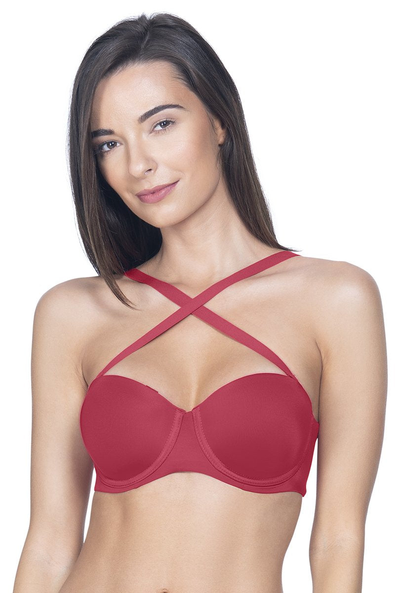 Buy Multiway Padded Wired Bra, Festive Red Color Bra