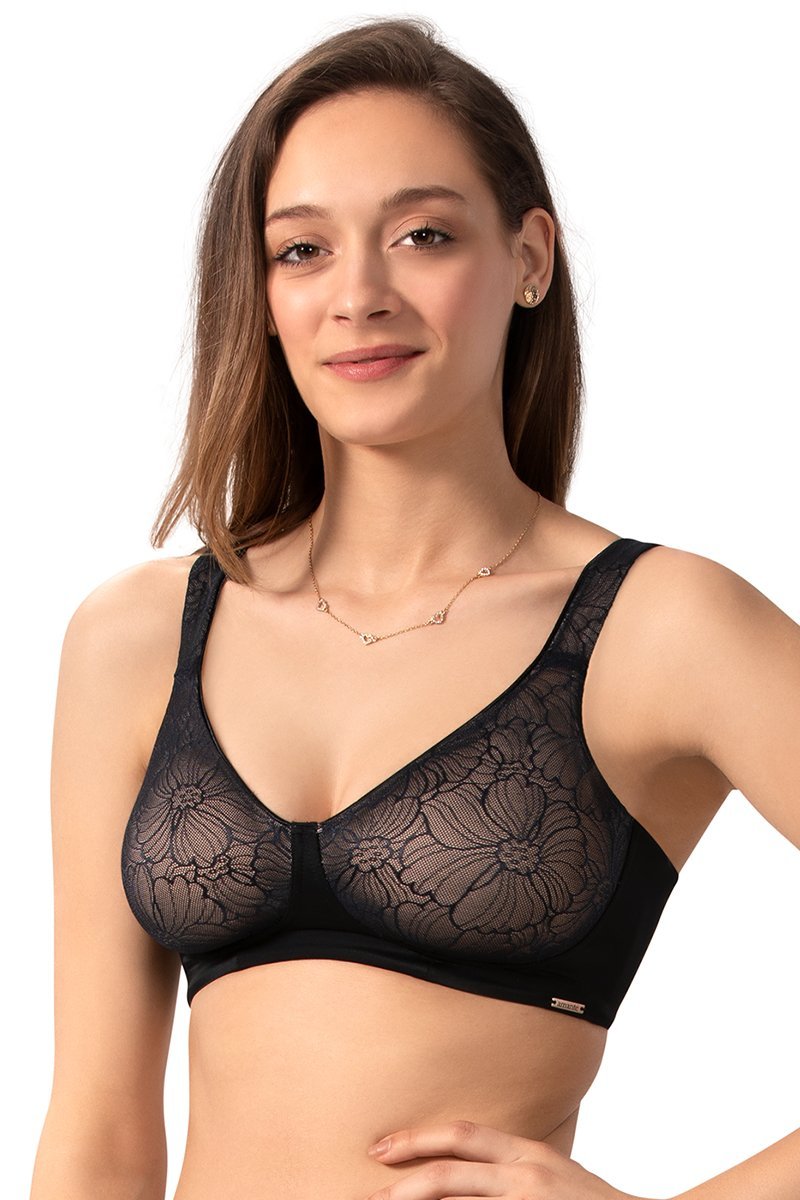 Buy Amante Non Padded Wirefree Sheer Lace Minimiser Bra BRA71901