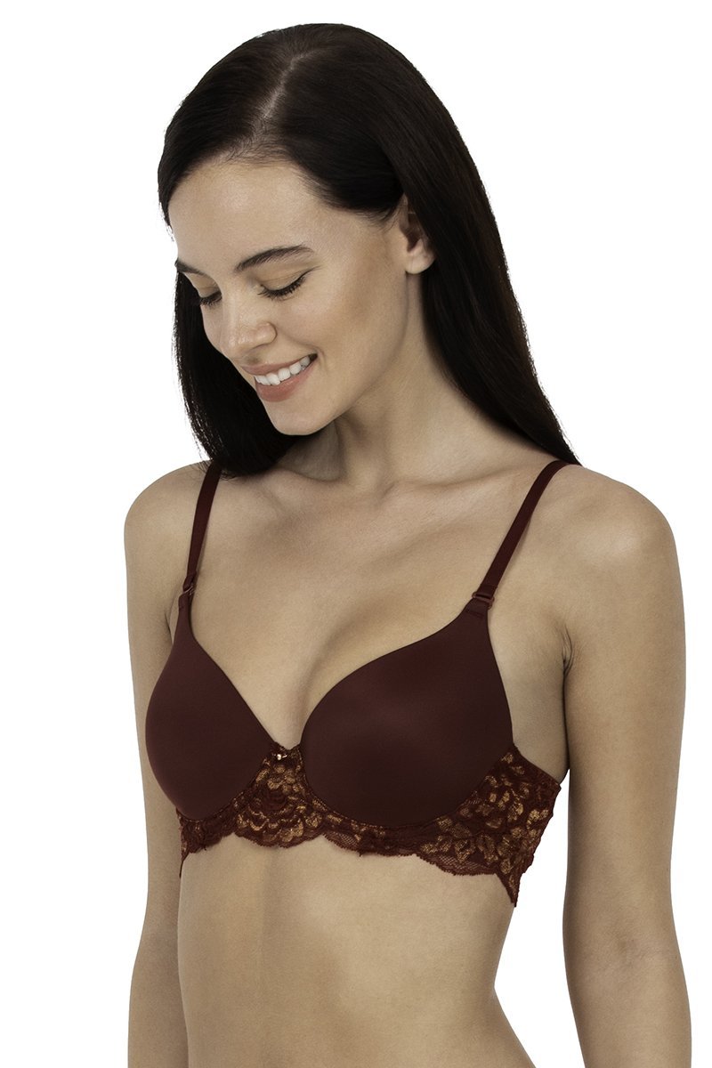 Amante Padded Wired 3/4th Coverage Lace Bra - Maroon